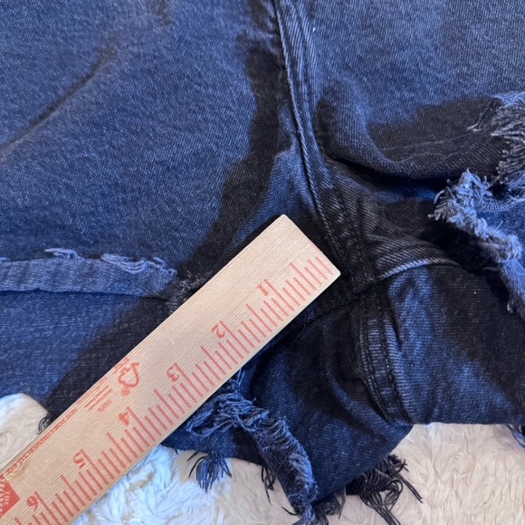 Abercrombie & Fitch 90s Relaxed High Rise Black Cutoff Shorts 35 - 20 Raw Hem - Picture 5 of 6